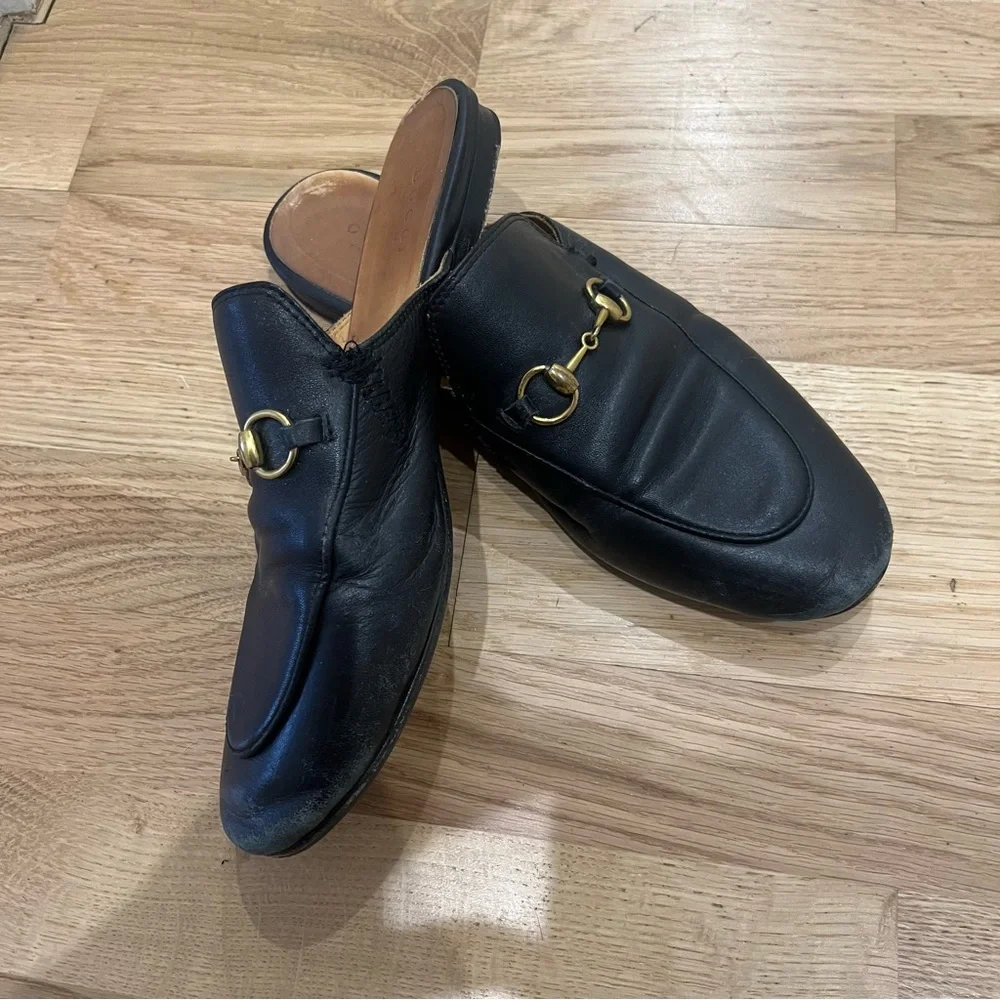 Gucci Black Leather Horsebit Mules - Picture 6 of 6